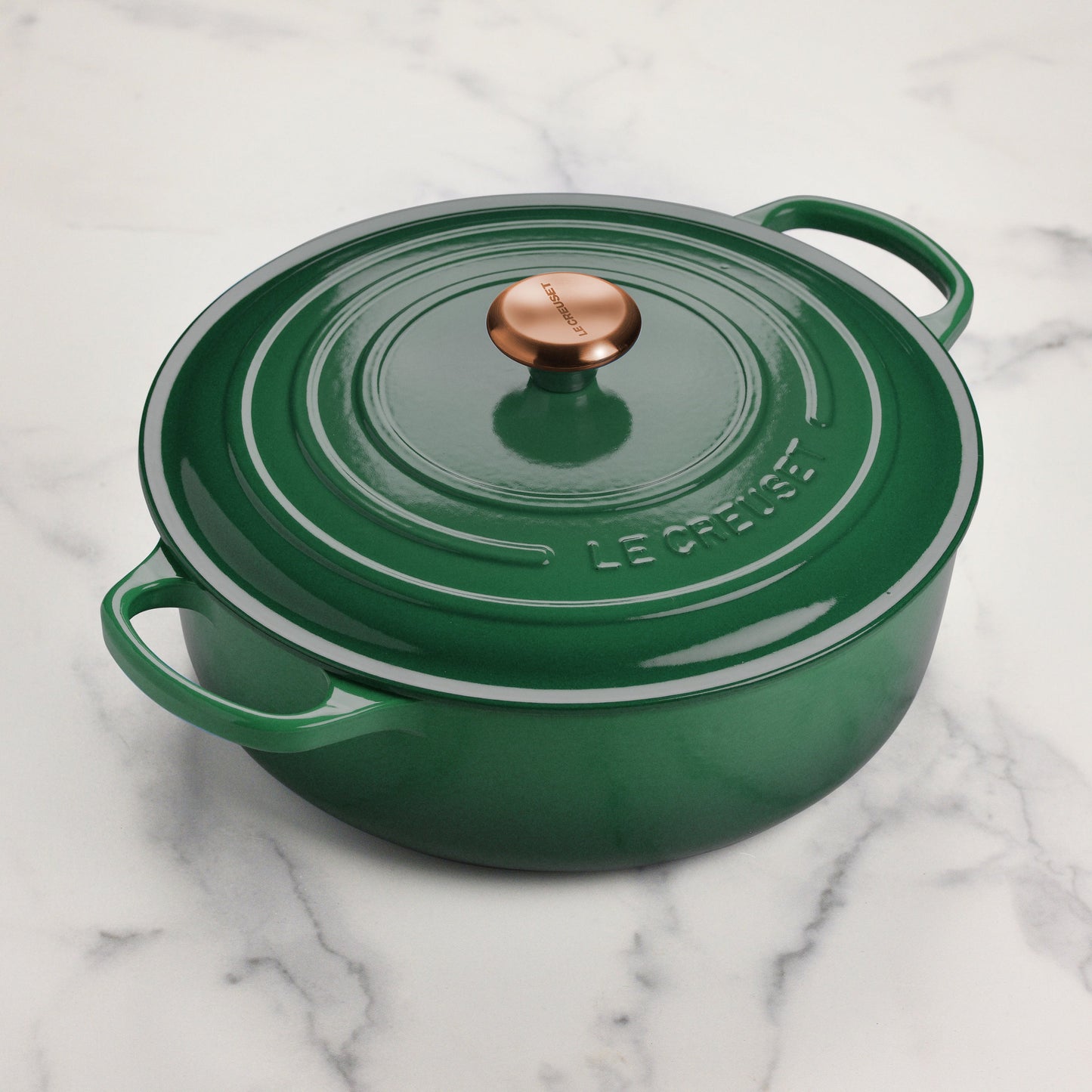 Signature Cast Iron 6.75-quart Artichaut Round Wide Dutch Oven with Copper Knob