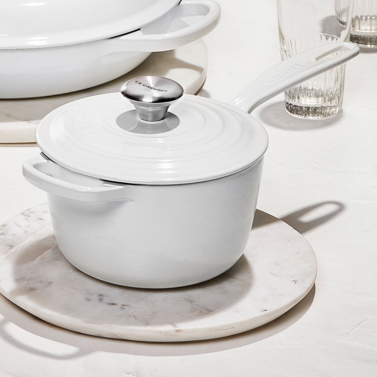 Signature Cast Iron 1.75-quart White Saucepan