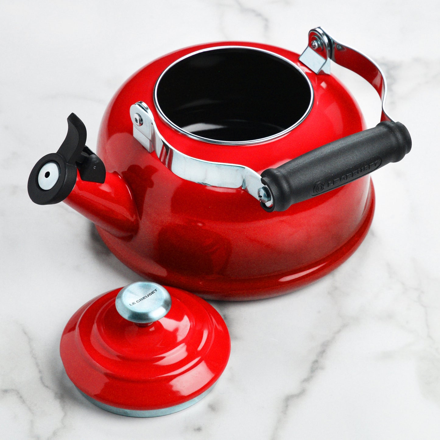 Enameled Steel 1.7-quart Cerise Whistling Tea Kettle