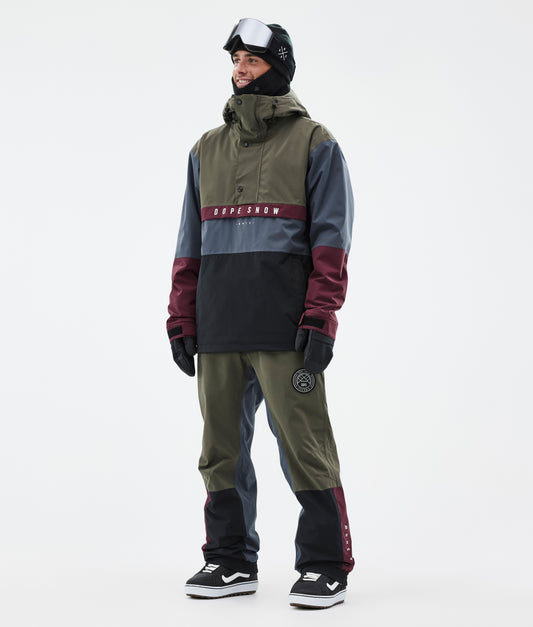 Snowboard Jacket For Men Olive Green/Burgundy/Metal Blue/Black