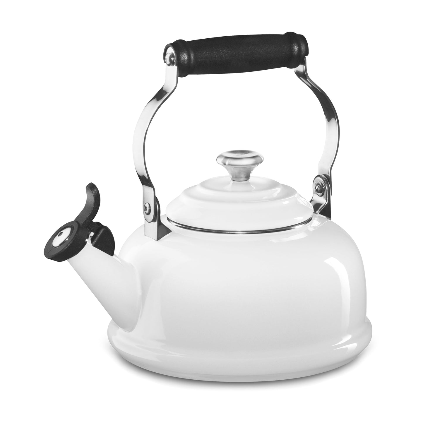 Enameled Steel 1.7-quart White Whistling Tea Kettle