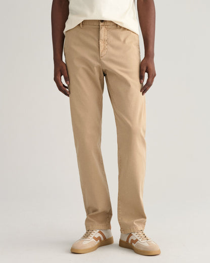 Men's Slim Fit Dobby Structured Chinos - DARK KHAKI