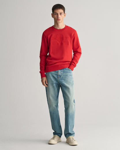 Men's Tonal Shield Crew Neck Sweatshirt - RUBY RED
