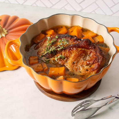 Signature Cast Iron 4-quart Flame Persimmon Pumpkin Cocotte