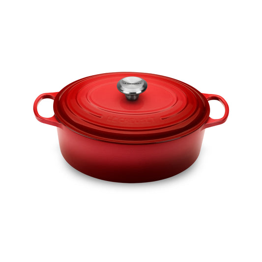 Signature Cast Iron 5-quart Cerise Oval Dutch Oven