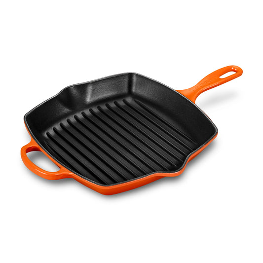 Signature Cast Iron 10.25-inch Flame Square Grill Pan