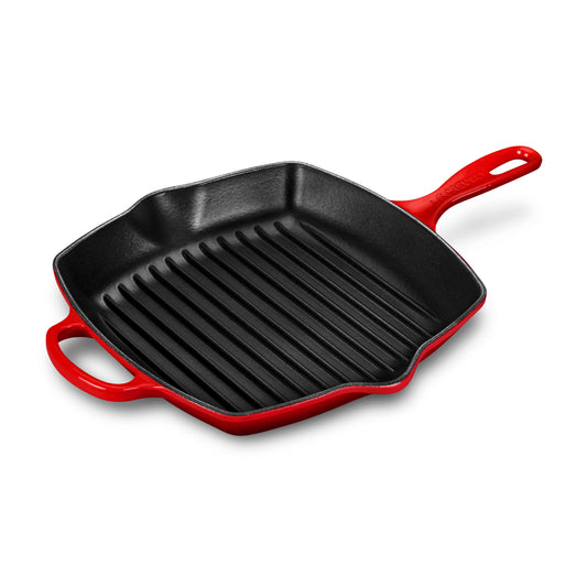 Signature Cast Iron 10.25-inch Cerise Square Grill Pan