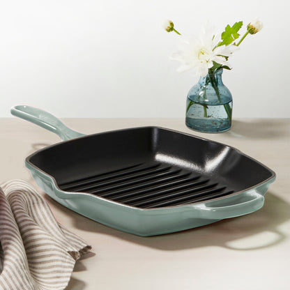 Signature Cast Iron 10.25-inch Sea Salt Square Grill Pan