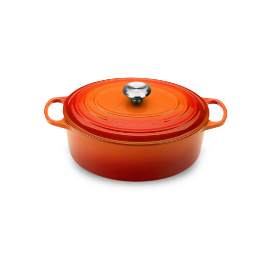 Signature Cast Iron 2.75-quart Flame Oval Dutch Oven