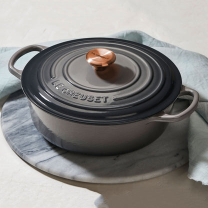 Signature Cast Iron 6.75-quart Oyster Round Wide Dutch Oven with Copper Knob