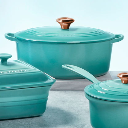 Signature Cast Iron 8-quart Caribbean Oval Dutch Oven with Copper Knob