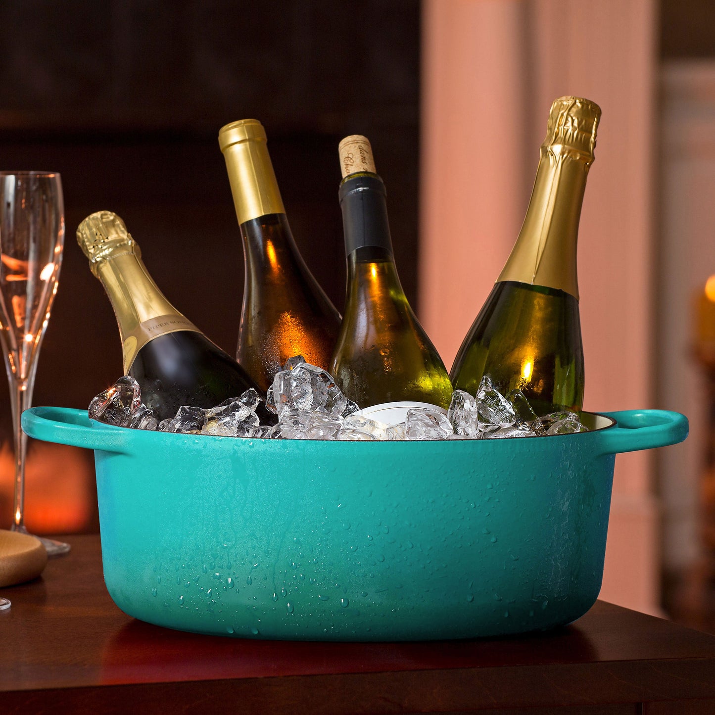 Signature Cast Iron 8-quart Caribbean Oval Dutch Oven with Copper Knob