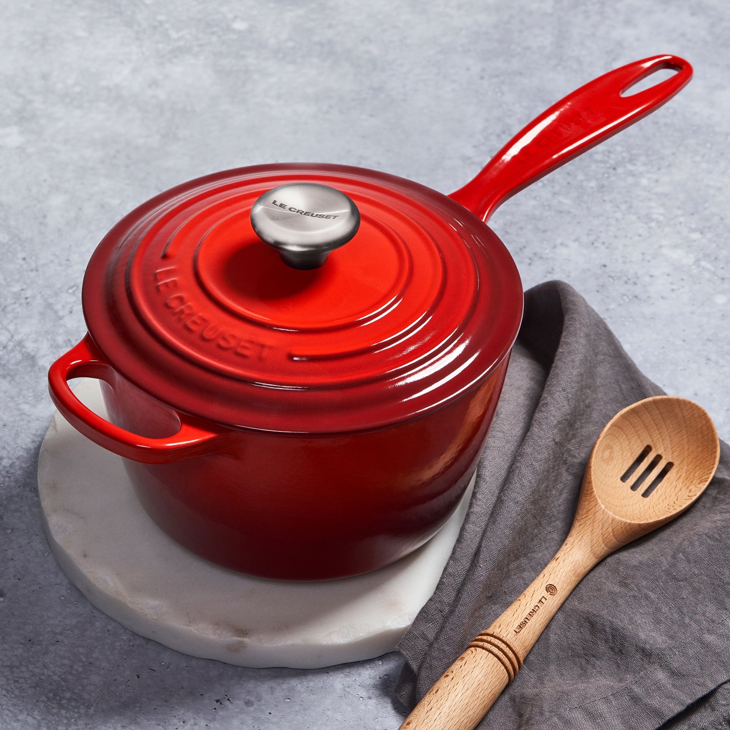 Signature Cast Iron 1.75-quart Cerise Saucepan