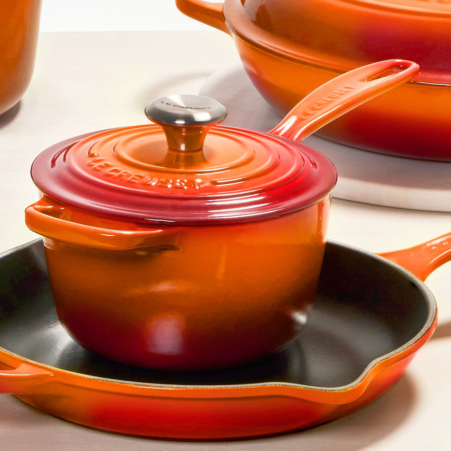 Signature Cast Iron 1.75-quart Flame Saucepan