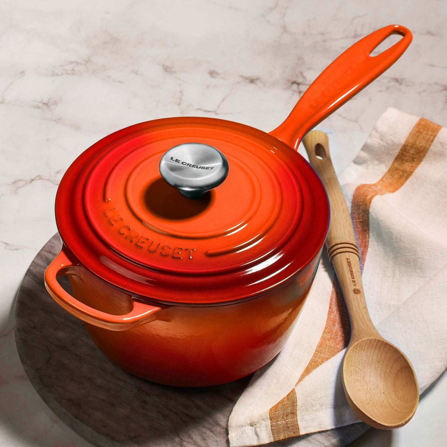 Signature Cast Iron 1.75-quart Flame Saucepan