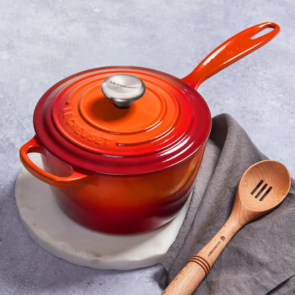 Signature Cast Iron 1.75-quart Flame Saucepan