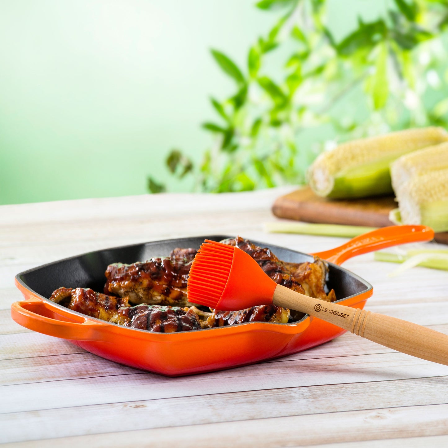 Signature Cast Iron 10.25-inch Flame Square Grill Pan