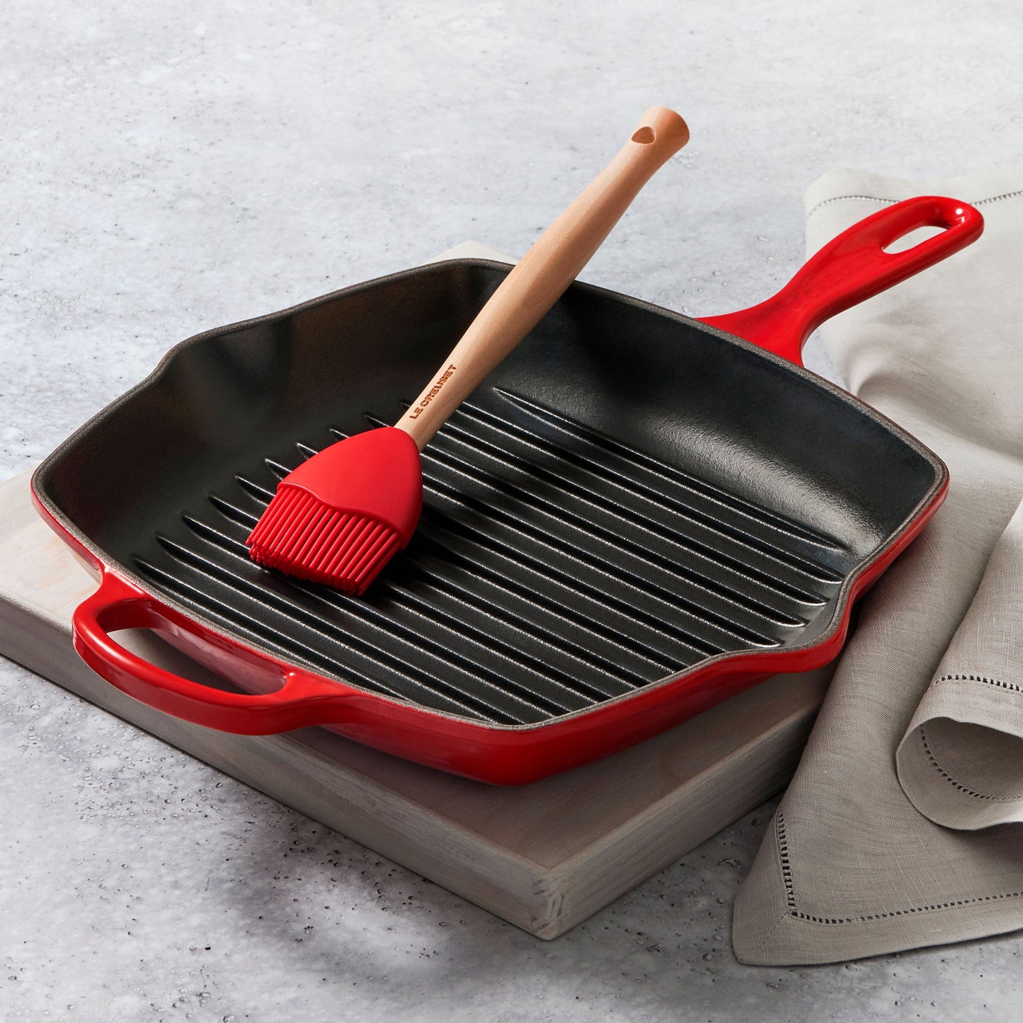 Signature Cast Iron 10.25-inch Cerise Square Grill Pan