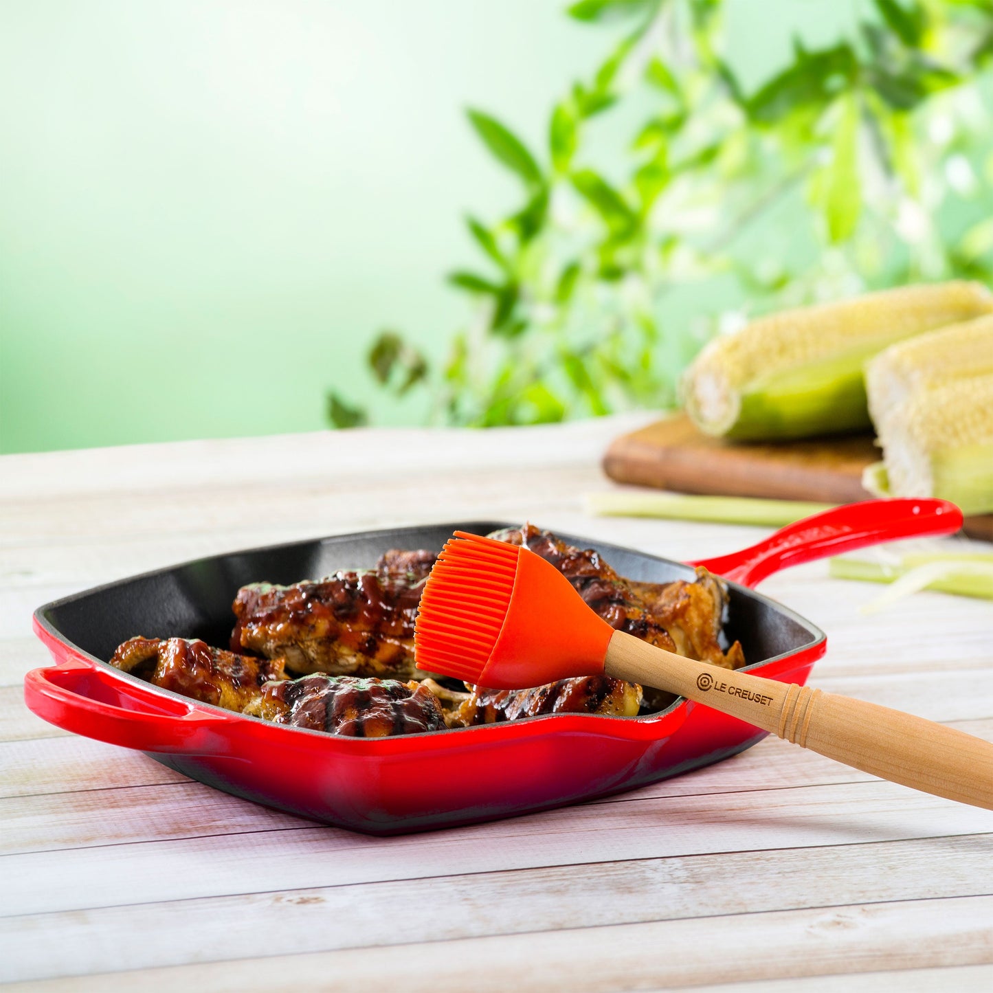 Signature Cast Iron 10.25-inch Cerise Square Grill Pan