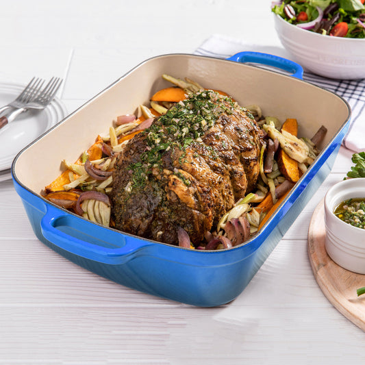 Signature Cast Iron 12.75-inch x 9.75-inch Marseille Roasting Pan