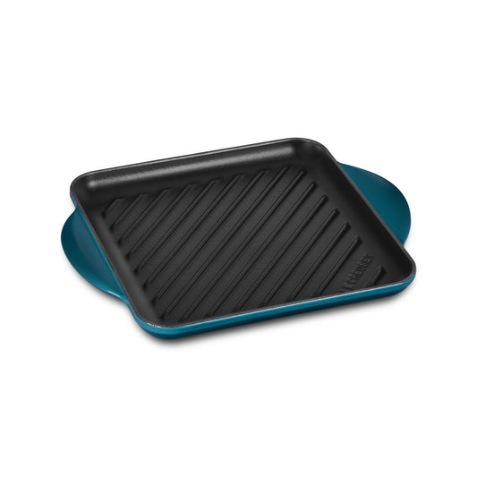 Cast Iron 9.5-inch Deep Teal Square Grill Pan
