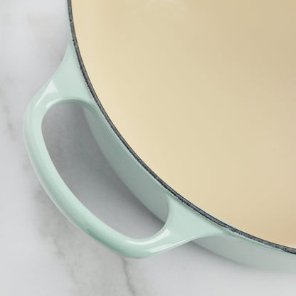 Signature Cast Iron 6.75-quart Sea Salt Round Wide Dutch Oven with Copper Knob