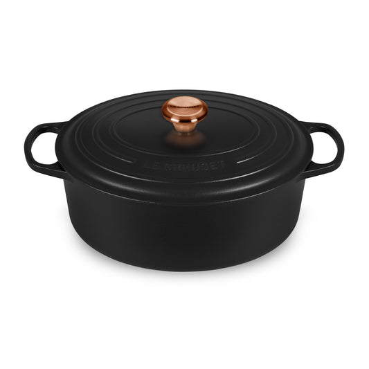 Signature Cast Iron 8-quart Licorice Oval Dutch Oven with Copper Knob