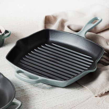 Signature Cast Iron 10.25-inch Sea Salt Square Grill Pan