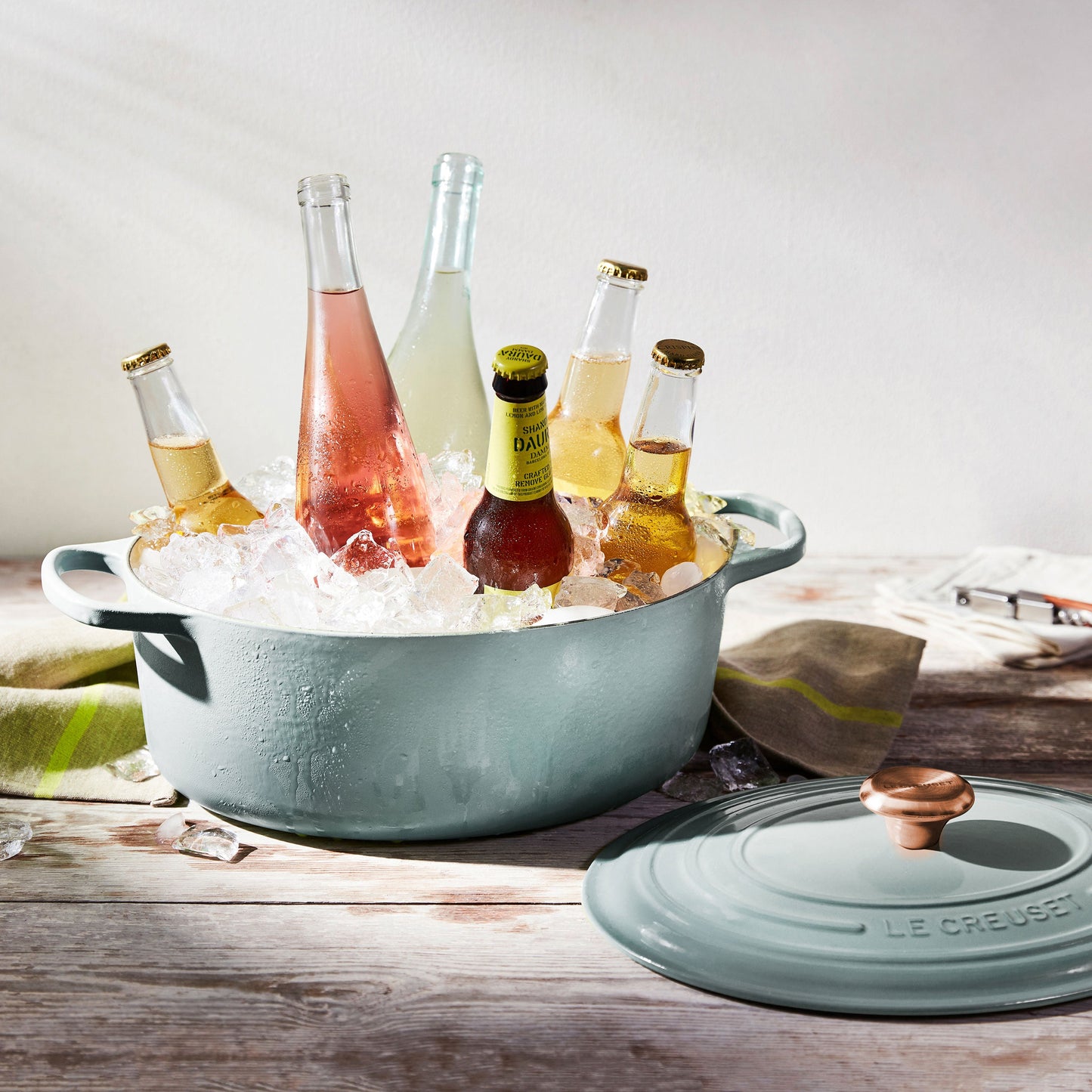 Signature Cast Iron 8-quart Sea Salt Oval Dutch Oven with Copper Knob