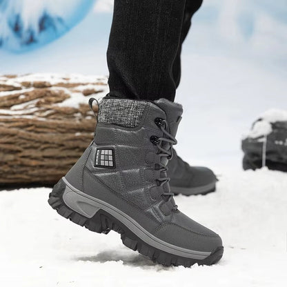 (⏰Limited Time Discount 49% off)Men's Thick Warm Snow Boots Wide Toe Anti-skid Fur Lined Leather Boots Waterproof Winter Hiking Boots