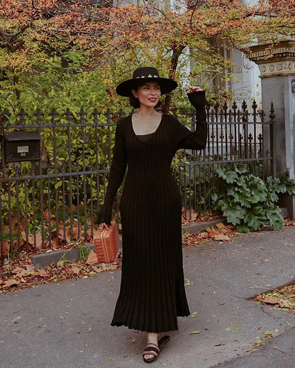 Fall New Sleeved Knit Midi Dress (Buy 2 Free Shipping)