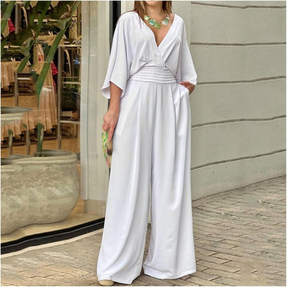 Spring Summer Street Clothing Women Jumpsuit Casual Short-sleeved Loose Jumpsuit Women Clothing.