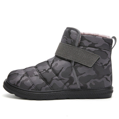 (Limited Time 70% Discount Event) Men's 2024 Winter New Warm Waterproof Non-Slip Puncture-Resistant Velcro Slip-On Snow Boots Ankle Support Orthopedic Wide Toe Arch Support Cotton Shoes