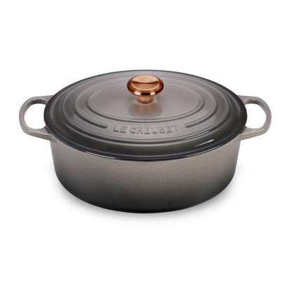 Signature Cast Iron 8-quart Oyster Oval Dutch Oven with Copper Knob