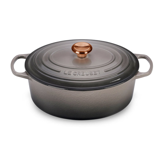 Signature Cast Iron 8-quart Oyster Oval Dutch Oven with Copper Knob