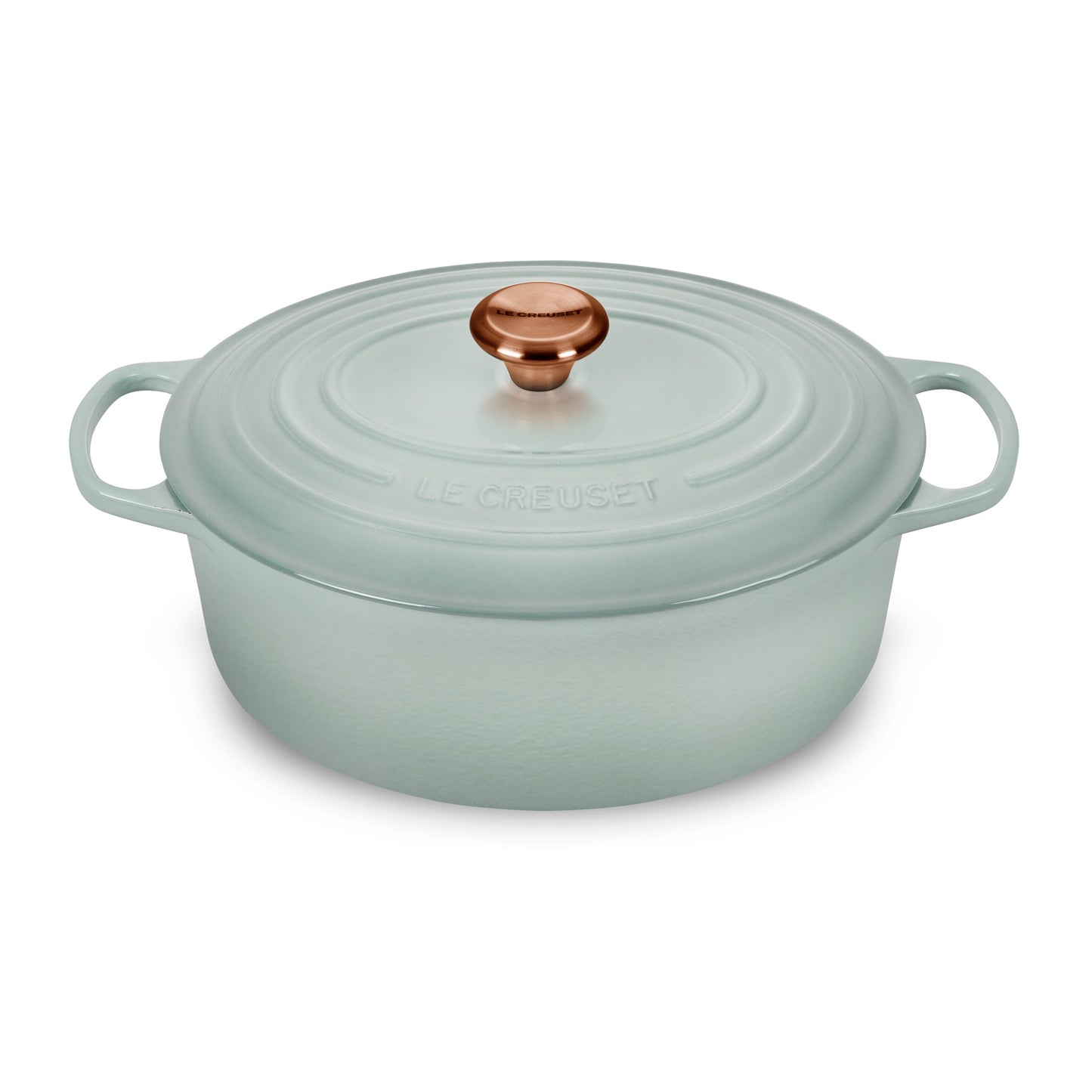Signature Cast Iron 8-quart Sea Salt Oval Dutch Oven with Copper Knob