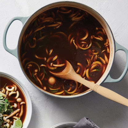 Signature Cast Iron 6.75-quart Sea Salt Round Wide Dutch Oven with Copper Knob