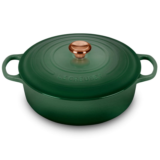 Signature Cast Iron 6.75-quart Artichaut Round Wide Dutch Oven with Copper Knob