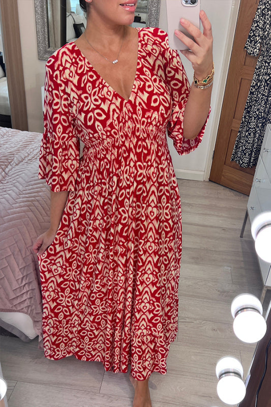 New Bohemian Casual Print V-neck Long Dress (Buy 2 Free Shipping)