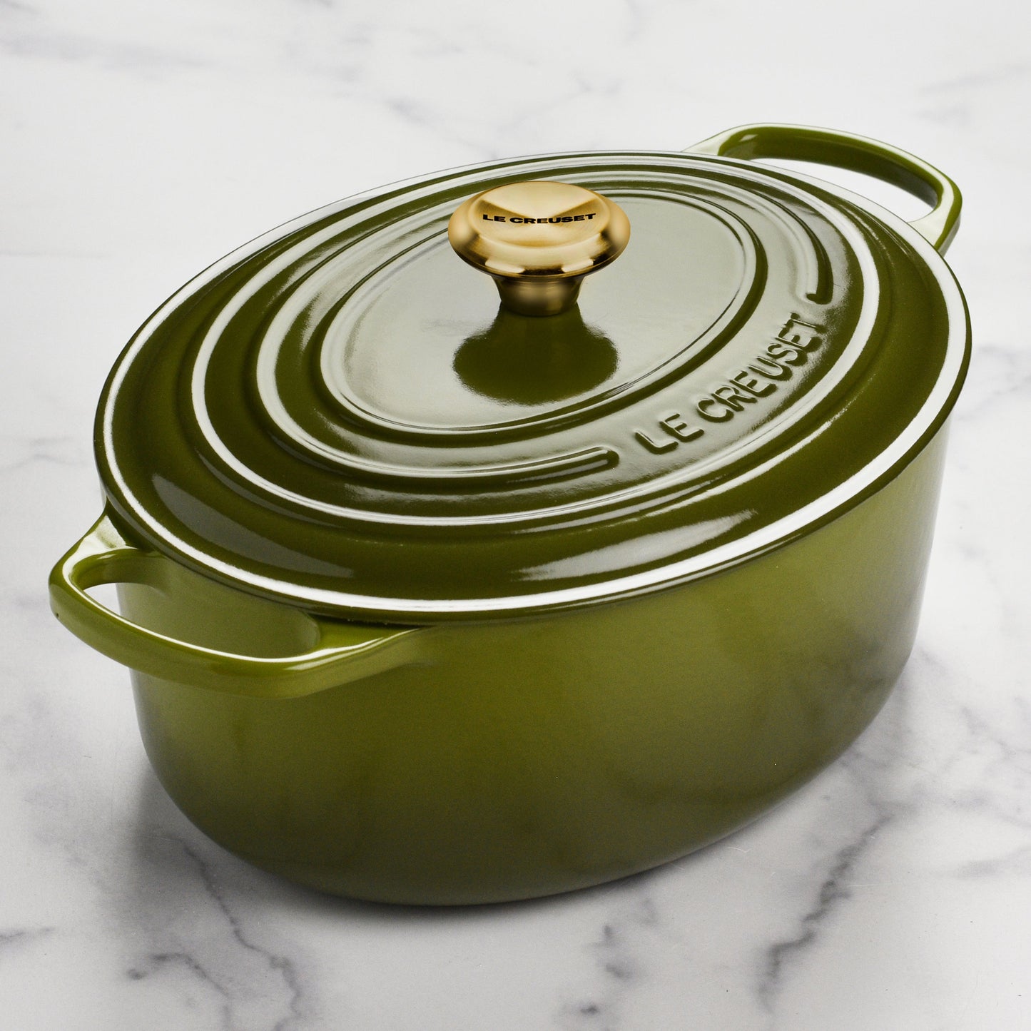 Signature Cast Iron 6.75-quart Olive Oval Dutch Oven