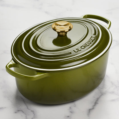 Signature Cast Iron 8-quart Olive Oval Dutch Oven