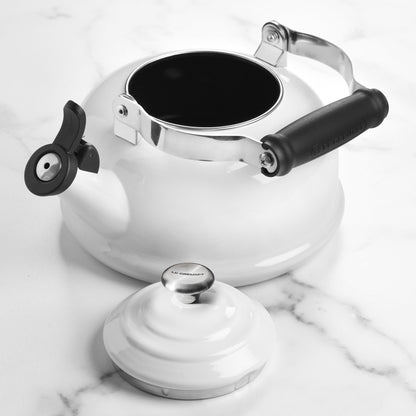 Enameled Steel 1.7-quart White Whistling Tea Kettle