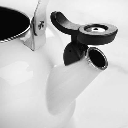 Enameled Steel 1.7-quart White Whistling Tea Kettle