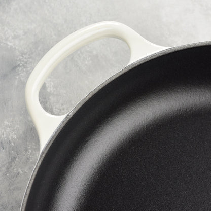 Cast Iron 10.25-inch White Fry Pan with Wood Handle