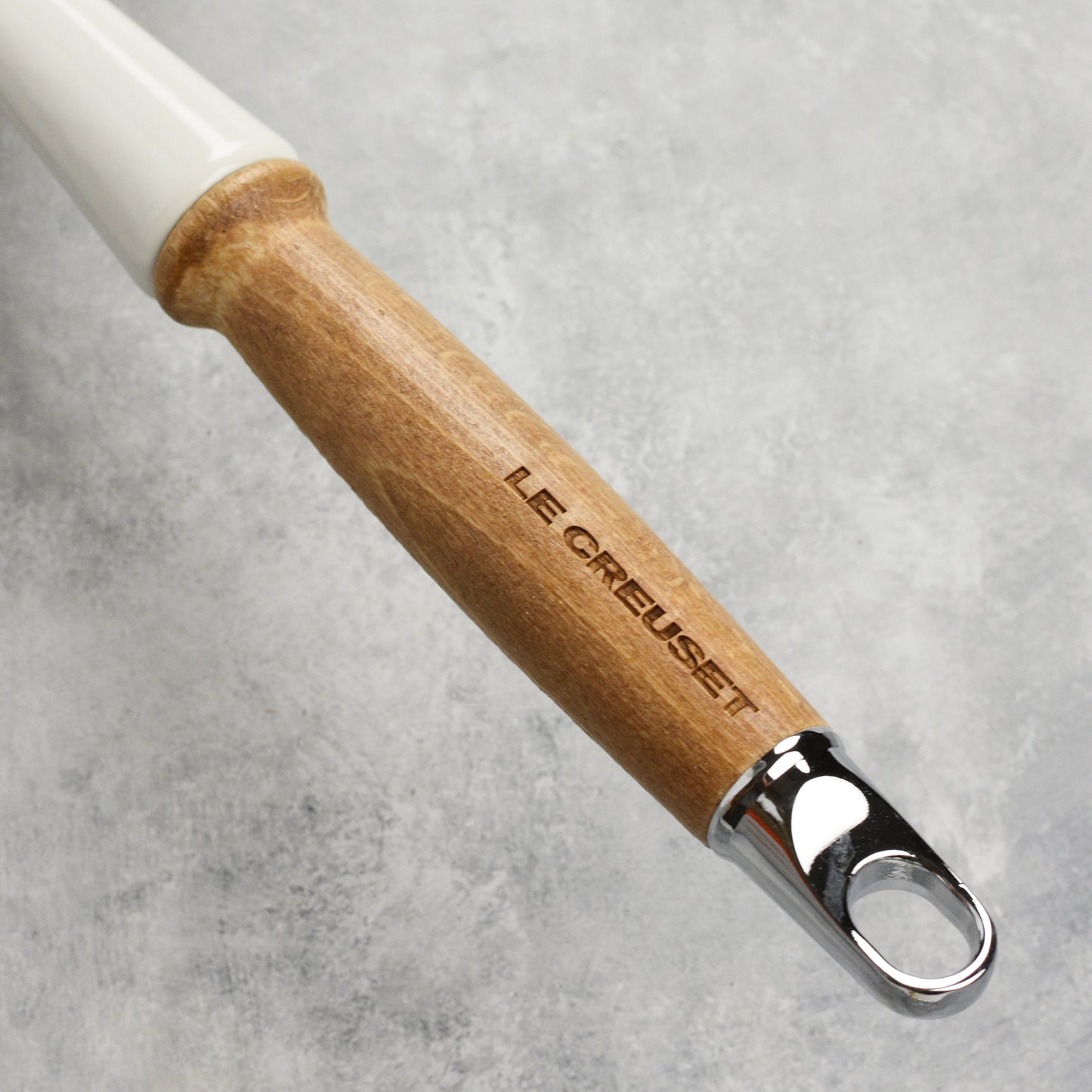 Cast Iron 10.25-inch White Fry Pan with Wood Handle