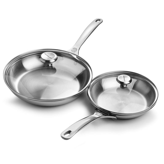 Stainless Steel 2 Piece Skillet Set with Lids