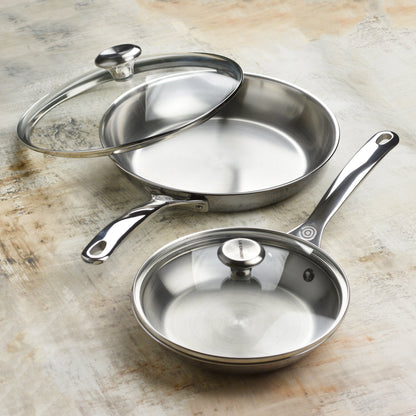 Stainless Steel 2 Piece Skillet Set with Lids