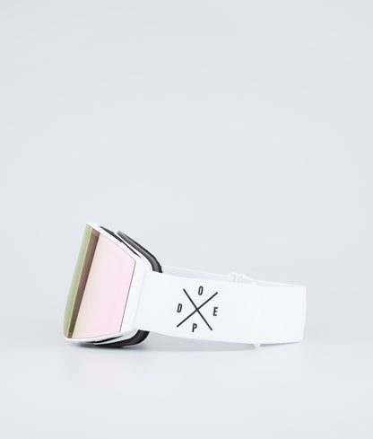 Ski Goggles White W/White Champagne Mirror