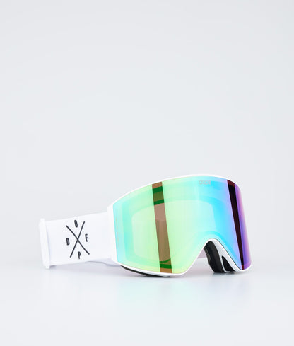 Ski Goggles White/Green Mirror
