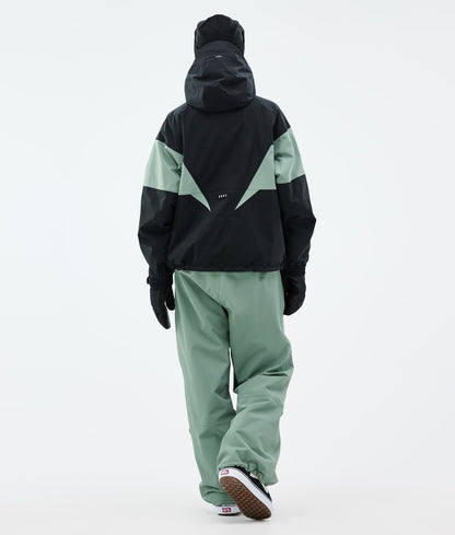 Snowboard Jacket For Women Spike Black/Faded Green